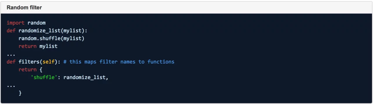 Codebeispiel: Ansible-Filter für zufällige Listen
