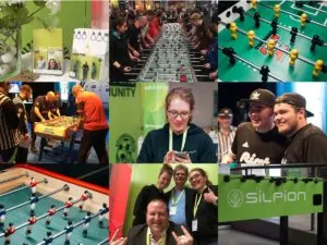 Collage: Silpion-Team und Kickertische bei der Kicker-WM